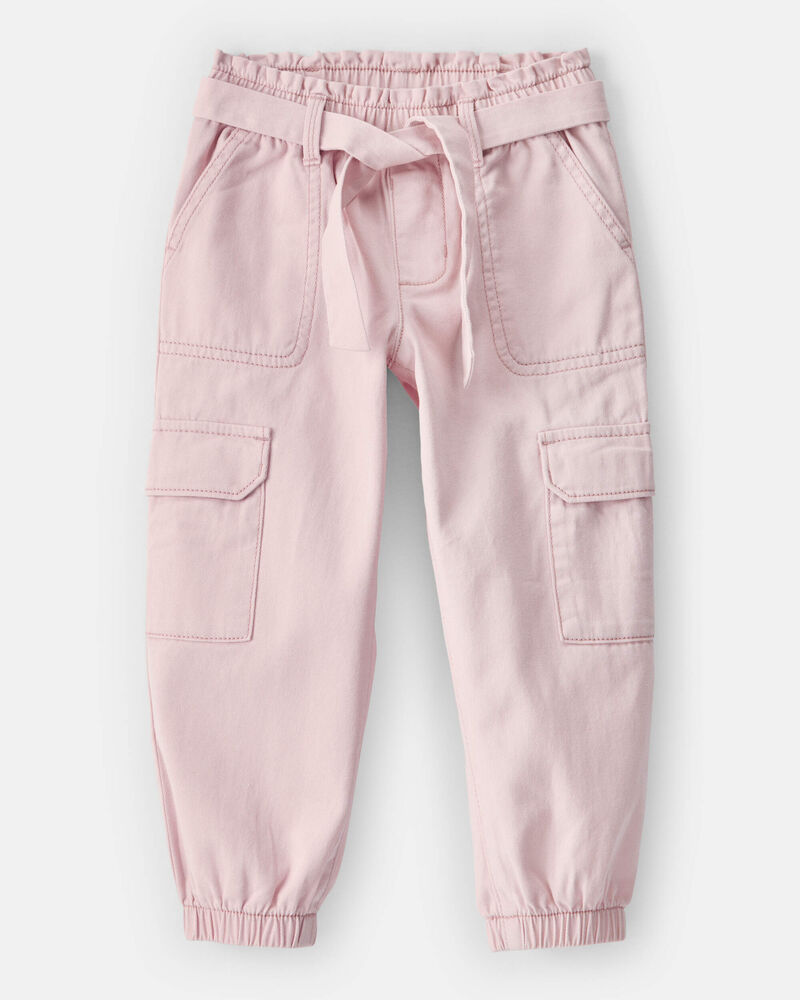 Toddler Girl Cotton Cargo Joggers - Pink, image 1 of 5 slides