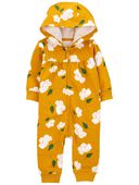Gold - Baby Floral Zip-Up Jumpsuit