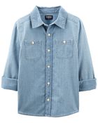 Kid Button-Front Chambray Shirt, image 2 of 4 slides
