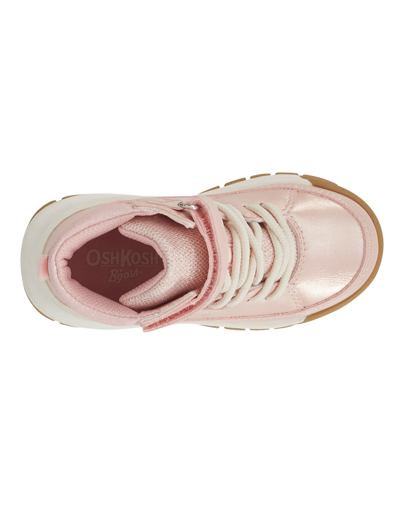 Toddler Metallic Pink Lace-Up Boots, image 4 of 7 slides