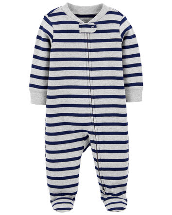 Baby 1-Piece Navy Striped Sleep & Play Pajamas, 