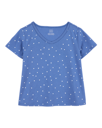 Kid Polka Dot Short-Sleeve Fashion Top - Blue, 