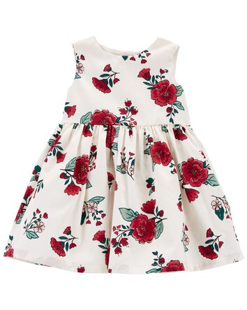 Baby Floral Sateen Holiday Dress, 