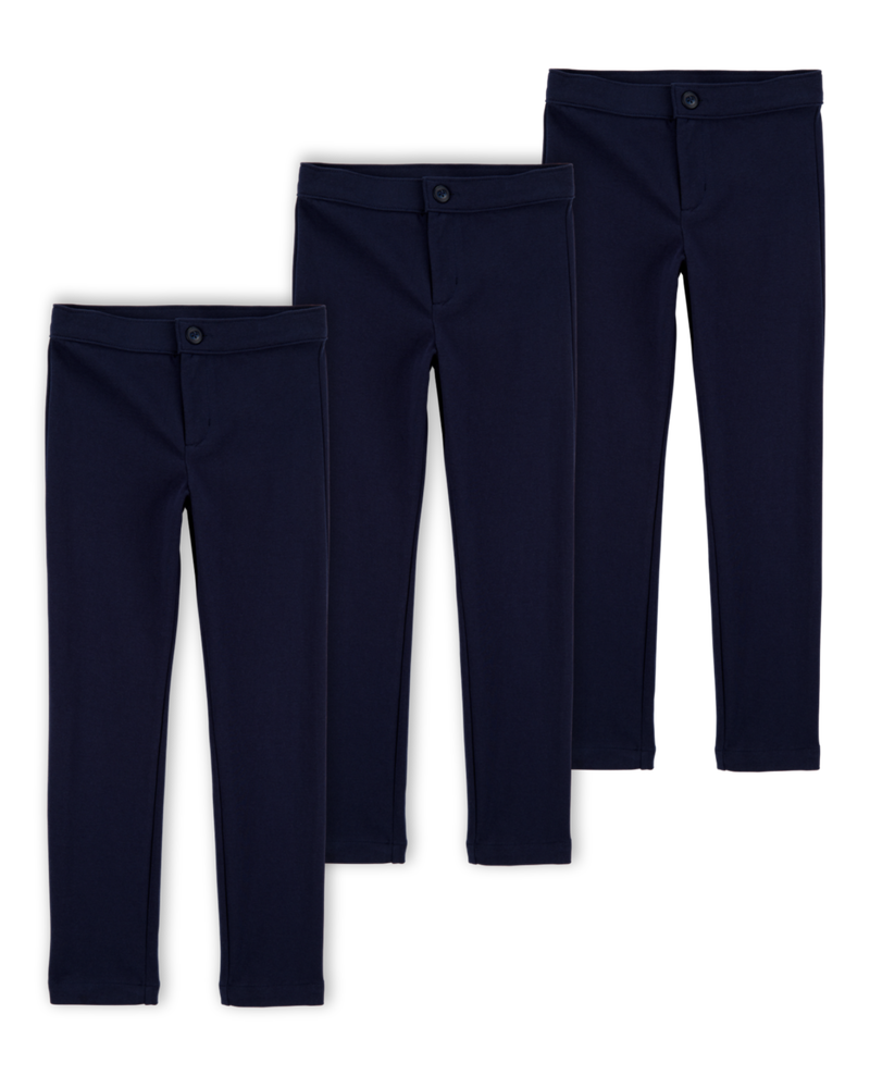 Kid 3-Pack Ponte Knit Uniform Pants - Navy, image 1 of 4 slides