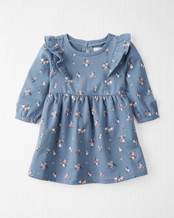 Baby Long-Sleeve Ruffle Dress Made with Organic Cotton in Floral Print, 
