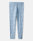 Kid Cotton Bow Stretch Leggings - Blue, image 1 of 4 slides