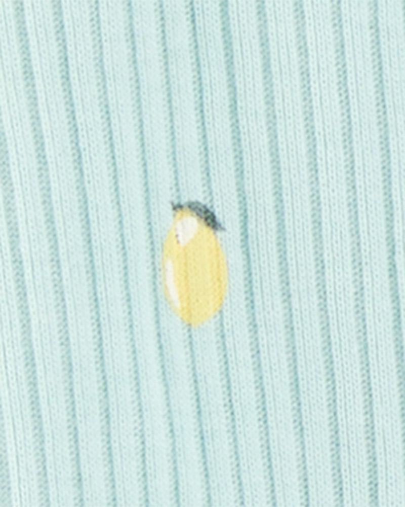 Baby 2-Piece Lemon 2-Way Zip Sleep & Play Pajamas - Blue, image 2 of 3 slides