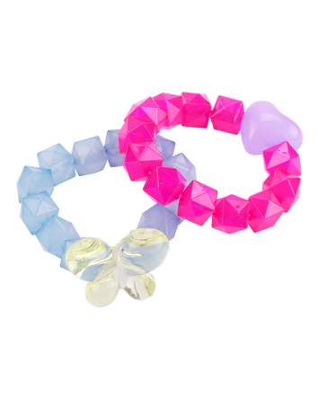 2-Pack Butterfly & Heart Bracelets, 