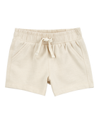 Baby Pull-On French Terry Shorts - Ivory, image 1 of 4 slides