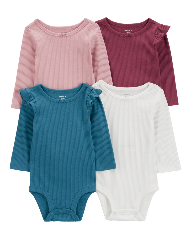 Baby 4-Pack Long-Sleeve Bodysuits, image 1 of 7 slides