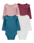 Baby 4-Pack Long-Sleeve Bodysuits, image 1 of 7 slides