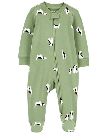Baby Dog 2-Way Zip Cotton Sleep & Play Pajamas, 