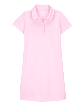 Kid Pique Short-Sleeve Uniform Dress - Pink, 