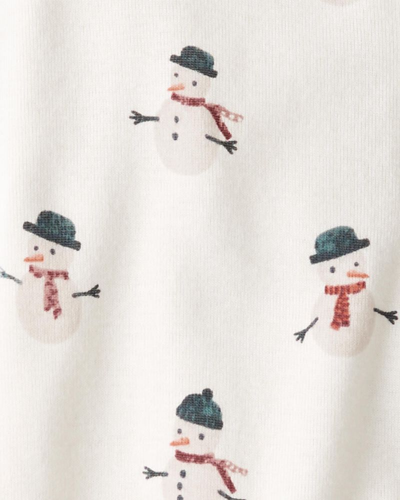Baby Organic Cotton Sleep & Play Pajamas in Snowman Print, image 3 of 4 slides