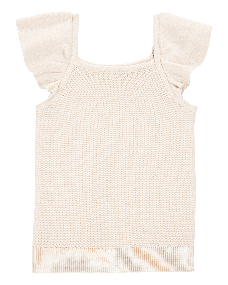Toddler Girl Flutter-Sleeve Rib Tank - White, image 1 of 3 slides
