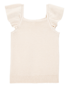 Toddler Girl Flutter-Sleeve Rib Tank - White, image 1 of 3 slides