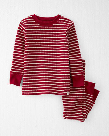 Organic Cotton Waffle Knit Striped 2-Piece Pajamas, 