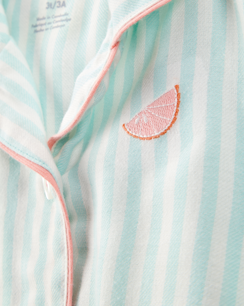 Toddler Striped Loose Fit 2-Piece Pajamas - Mint, image 2 of 4 slides