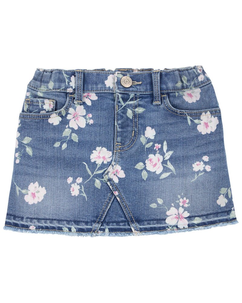 Toddler Floral Print Iconic Denim Skirt, image 1 of 4 slides