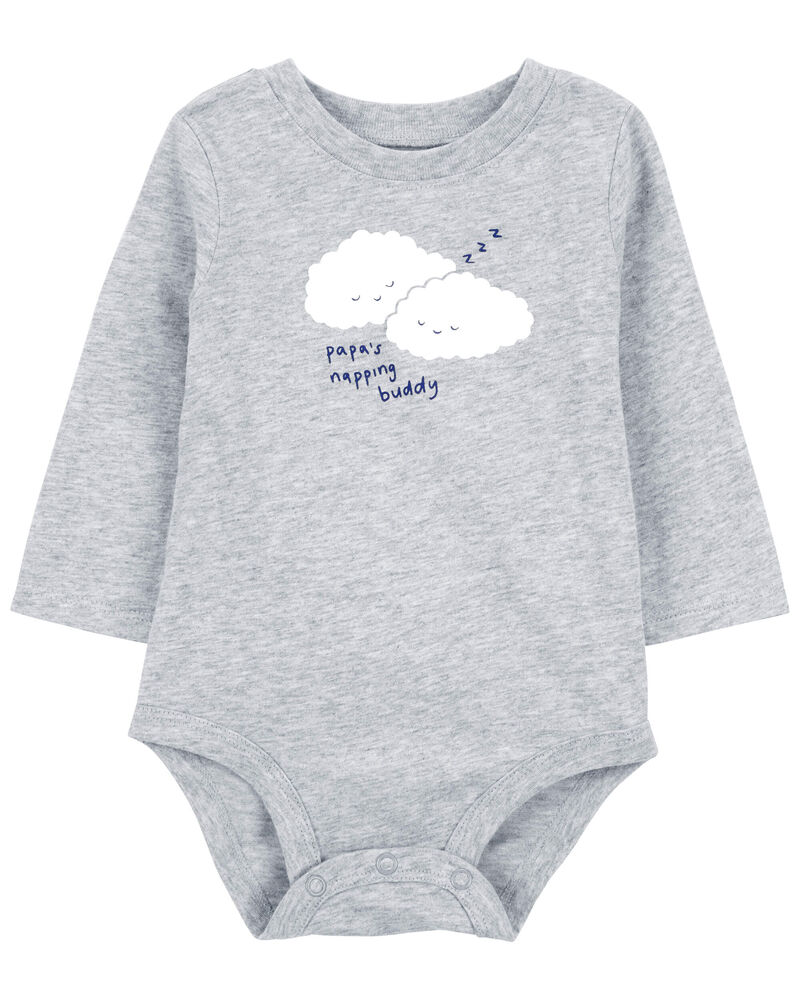 Baby 'Papa's Napping Buddy' Cloud Long-Sleeve Bodysuit, image 1 of 4 slides