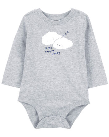Baby 'Papa's Napping Buddy' Cloud Long-Sleeve Bodysuit, 