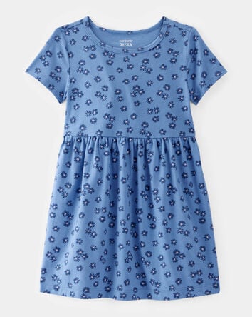 Toddler Girl Flower Power Short-Sleeve Knit Dress - Blue, 
