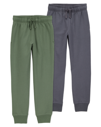 Toddler 2-Pack Pull-On Drawstring Joggers - Grey/Green, 