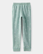Girls Butterfly Print Fleece Drawstring Joggers - Green, image 2 of 4 slides