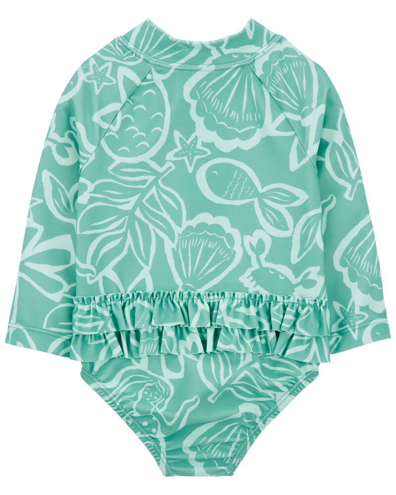 Baby Floral Print 1-Piece Rashguard, image 2 of 4 slides