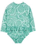 Baby Floral Print 1-Piece Rashguard, image 2 of 4 slides