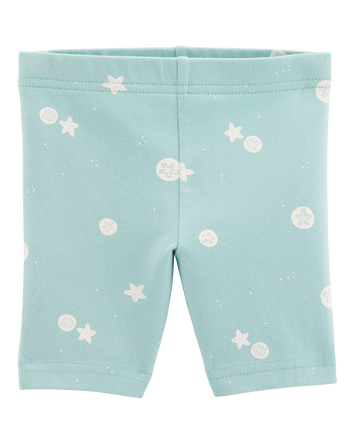 Baby Girl Sea Print Bike Shorts - Green, 