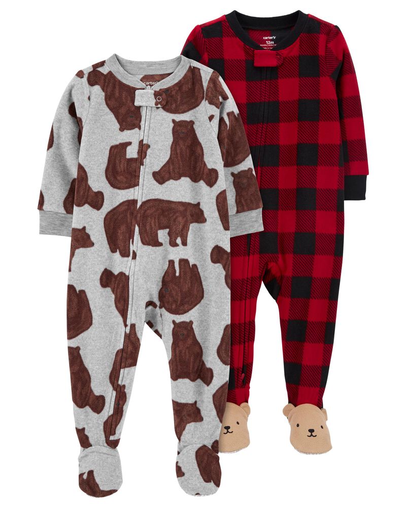 Baby 2-Pack 1-Piece Fleece Footie Pajamas, image 1 of 5 slides