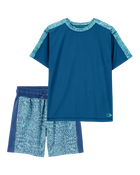 Kid 2-Piece Active Tee & Shorts Set - Blue, image 1 of 7 slides
