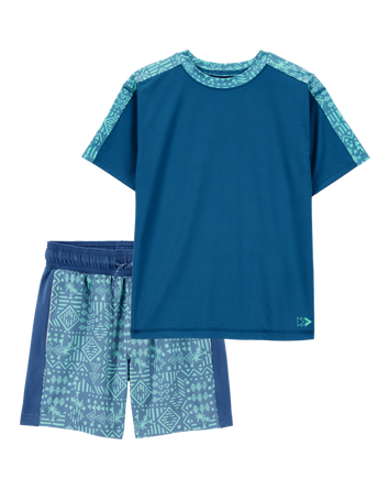 Kid 2-Piece Active Tee & Shorts Set - Blue, 