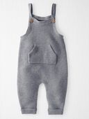 Snowy Gray - Baby Organic Sweater Knit Overalls in Dark Gray