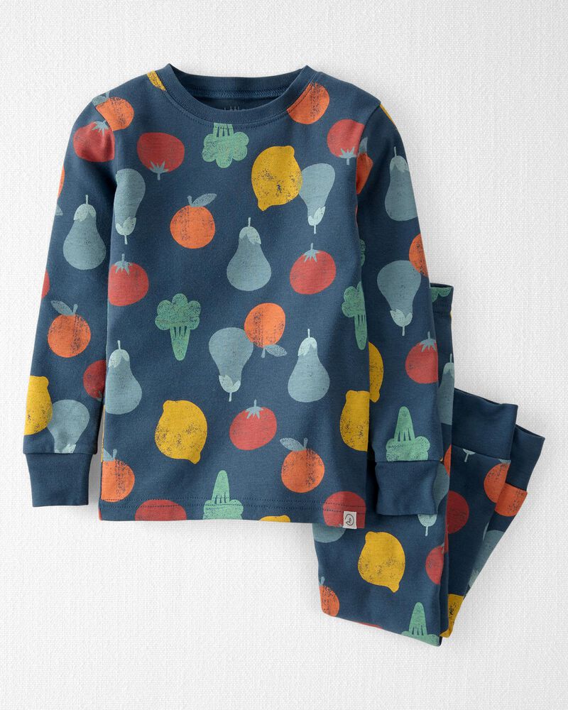 Toddler Organic Cotton Veggie Print Pajamas Set, image 1 of 4 slides