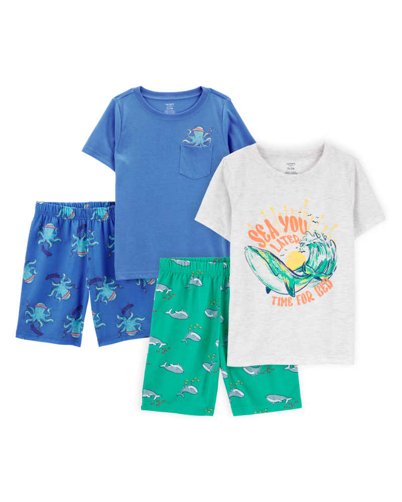 Kid 4-Piece Loose Fit Pajamas, image 1 of 6 slides