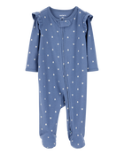 Baby 2-Pack  Ribbed 2-Way Zip Sleep & Play Pajamas - Blue/Khaki, image 4 of 4 slides