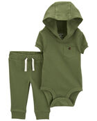 Baby 2-Piece Hooded Thermal Bodysuit Pant Set, image 1 of 3 slides