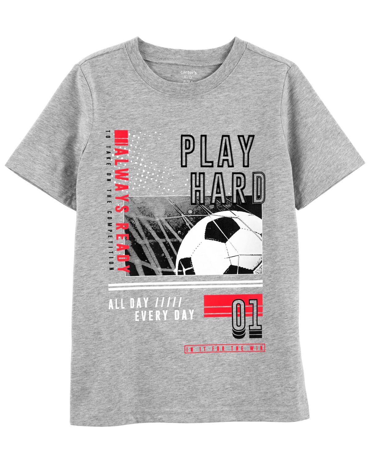 Grey Kid Soccer Graphic Tee
