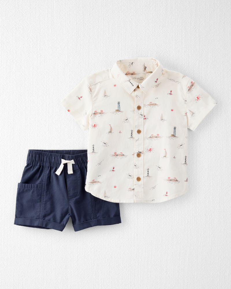 Toddler 2-Piece Set Made with Organic Cotton in Coastal Vacation Print, image 1 of 6 slides