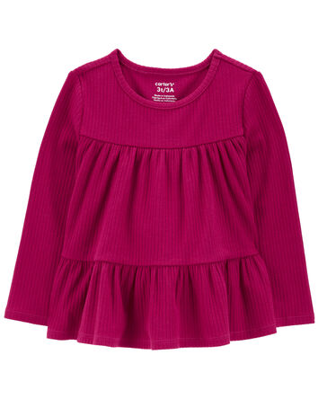Baby Tiered Long-Sleeve Ribbed Top, 