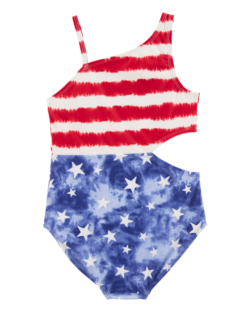 Girls 1-Piece Cut-Out Fourth of July Swimsuit, image 2 of 5 slides