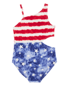Girls 1-Piece Cut-Out Fourth of July Swimsuit, image 2 of 5 slides