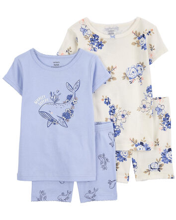 Baby 4-Piece Floral & Whale-Print Pajamas Set