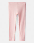 Toddler Girl Cotton Ribbed Stretch Leggings - Pink, image 2 of 4 slides