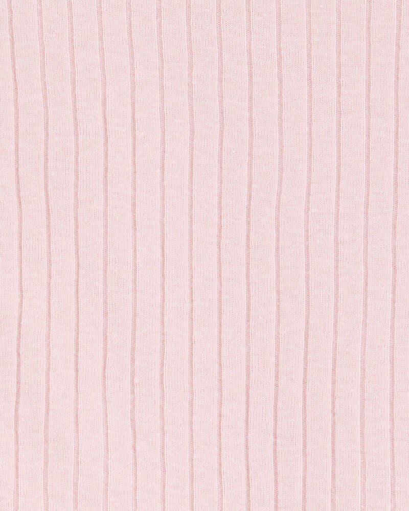Toddler Solid Ribbed Cotton Blend 2-Piece Pajamas - Pink, image 2 of 3 slides
