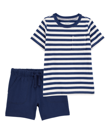 Baby 2-Piece Striped Tee & French Terry Shorts Set, 