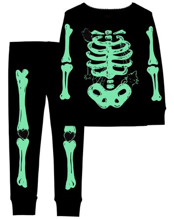 Toddler 2-Piece Glow Skeleton 100% Snug Fit Cotton Pajamas, 