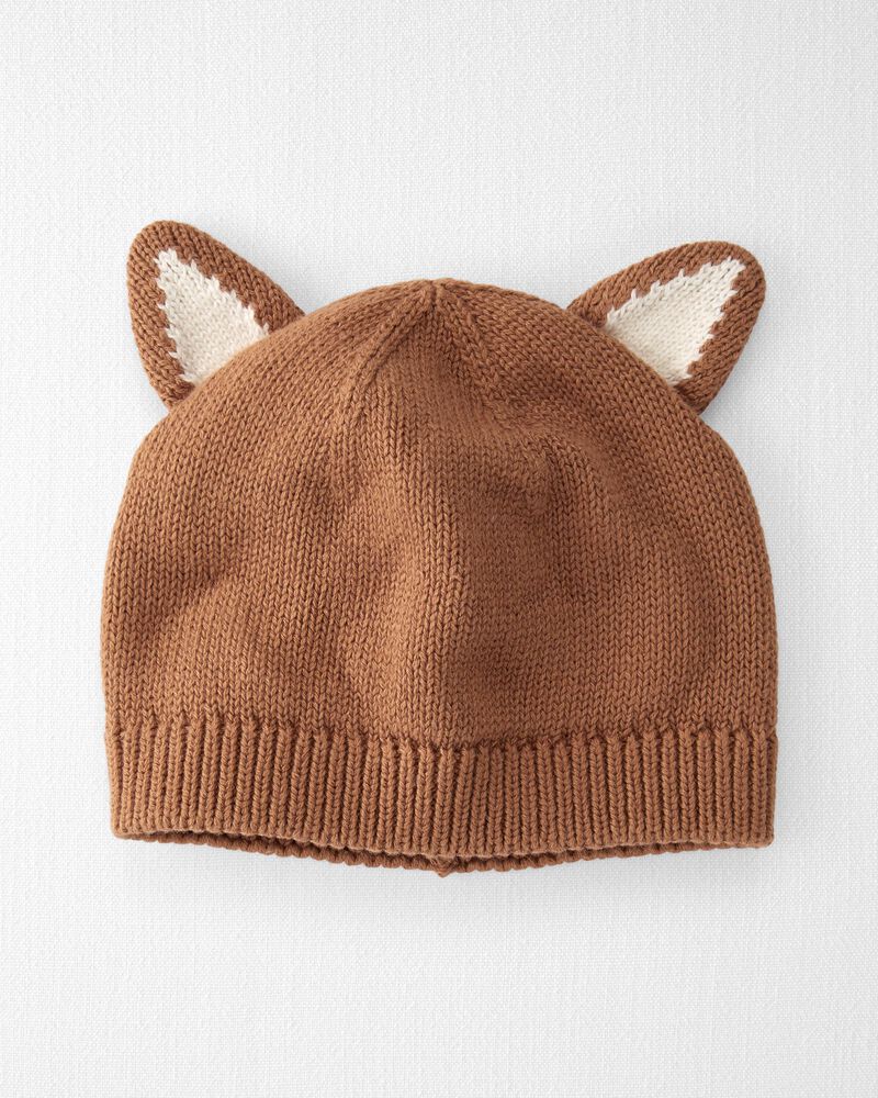 Baby Organic Cotton Sweater Knit Fox Cap, image 1 of 4 slides